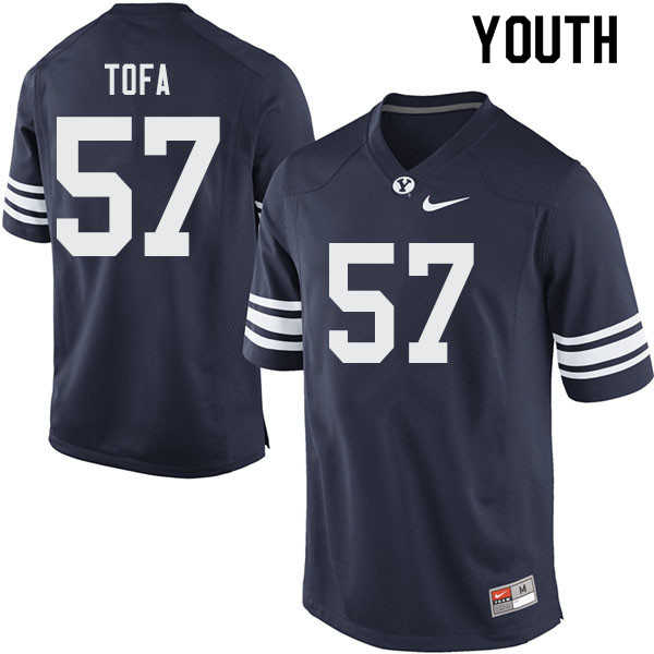 Youth #57 Alden Tofa BYU Cougars College Football Jerseys Sale-Navy